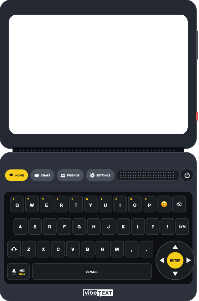 The vibeTEXT device with a full keyboard